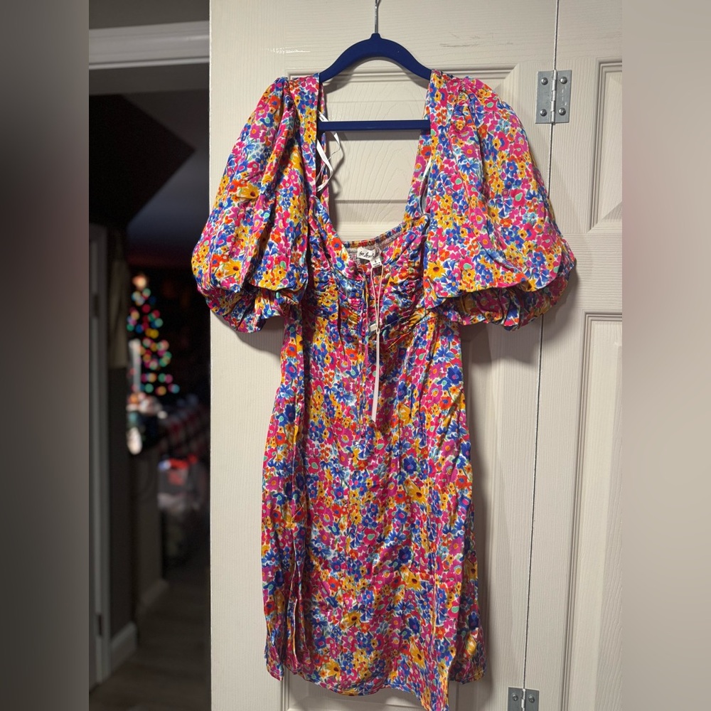 For Love & Lemons Sasha Mini Dress Blue Dizzy Floral